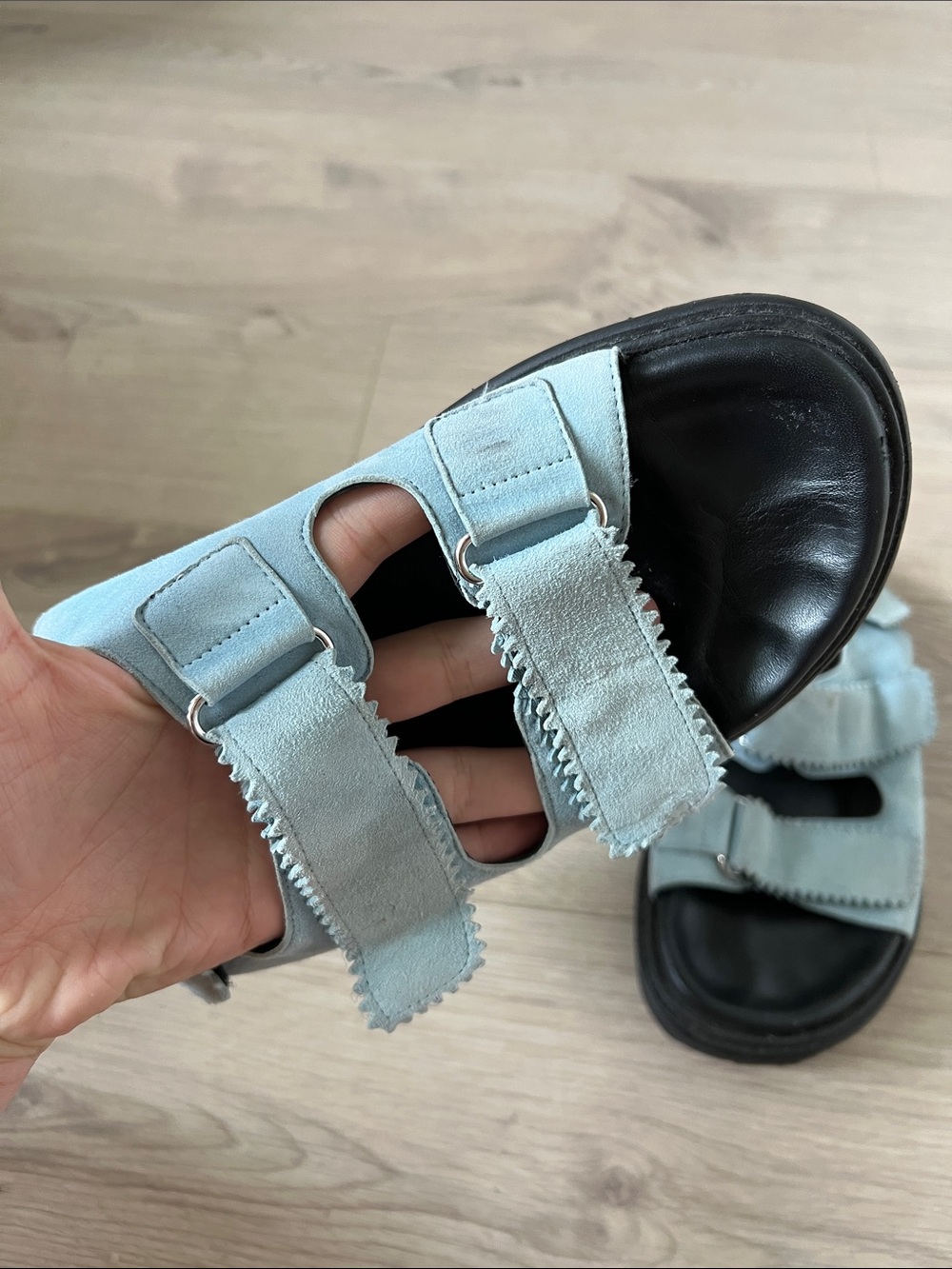 Maguire Suede Light Blue Velcro Sandals - Picture 2 of 7